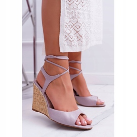 Sandalias Con Cuña Laura Messi 1944 Piel Violeta Claro Lenormo púrpura 2