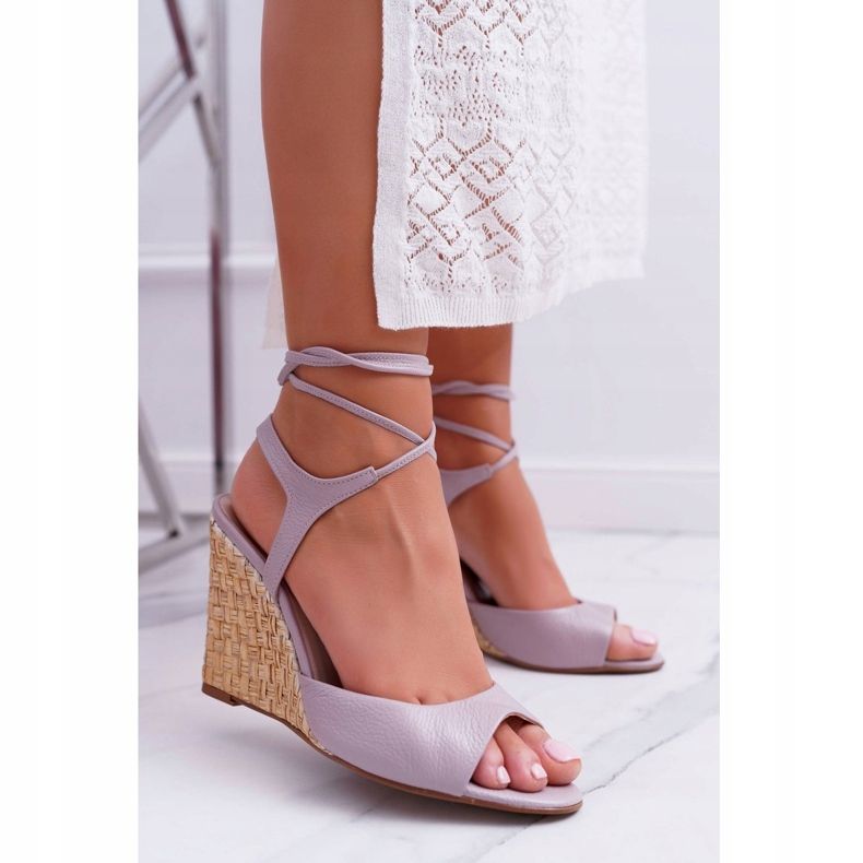 Sandalias Con Cuña Laura Messi 1944 Piel Violeta Claro Lenormo púrpura 2