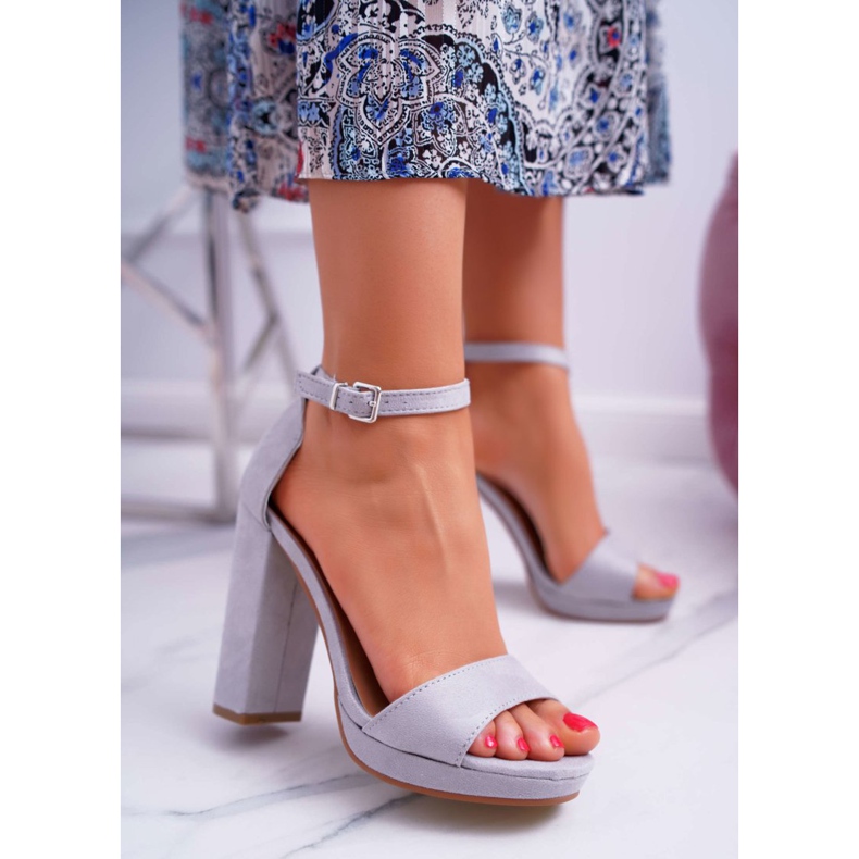 ADY Sandalias grises para mujer con plataforma Debora de tacón alto 2
