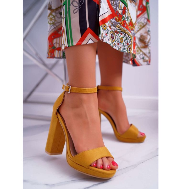 FW1 Sandalias amarillas de mujer con plataforma Debora de tacón alto amarillo 2