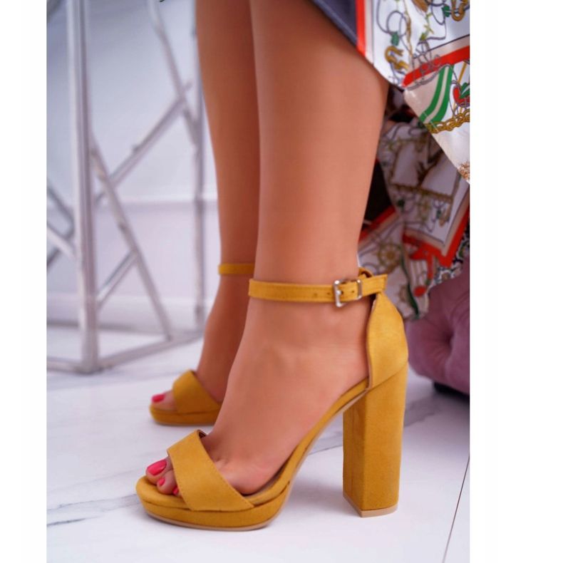 FW1 Sandalias amarillas de mujer con plataforma Debora de tacón alto amarillo 1