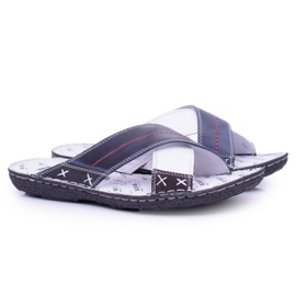 Iguana Zapatillas de hombre de cuero claro azul marino bien 1