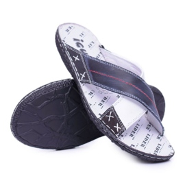 Iguana Zapatillas de hombre de cuero claro azul marino bien 4