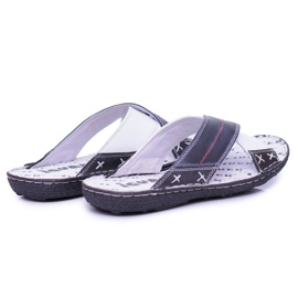 Iguana Zapatillas de hombre de cuero claro azul marino bien 3
