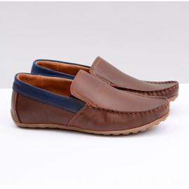 Neex | Mocasines sin cordones Pardon de cuero marrón para hombre 1