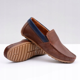 Neex | Mocasines sin cordones Pardon de cuero marrón para hombre 4