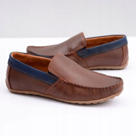 Neex | Mocasines sin cordones Pardon de cuero marrón para hombre 5