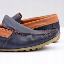 Neex | Mocasines sin cordones Pardon de cuero azul marino para hombre 6