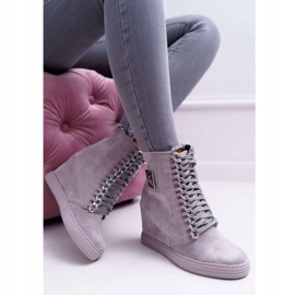 Zapatillas De Mujer Lu Boo Con Cadenas Ante Gris Monica 2