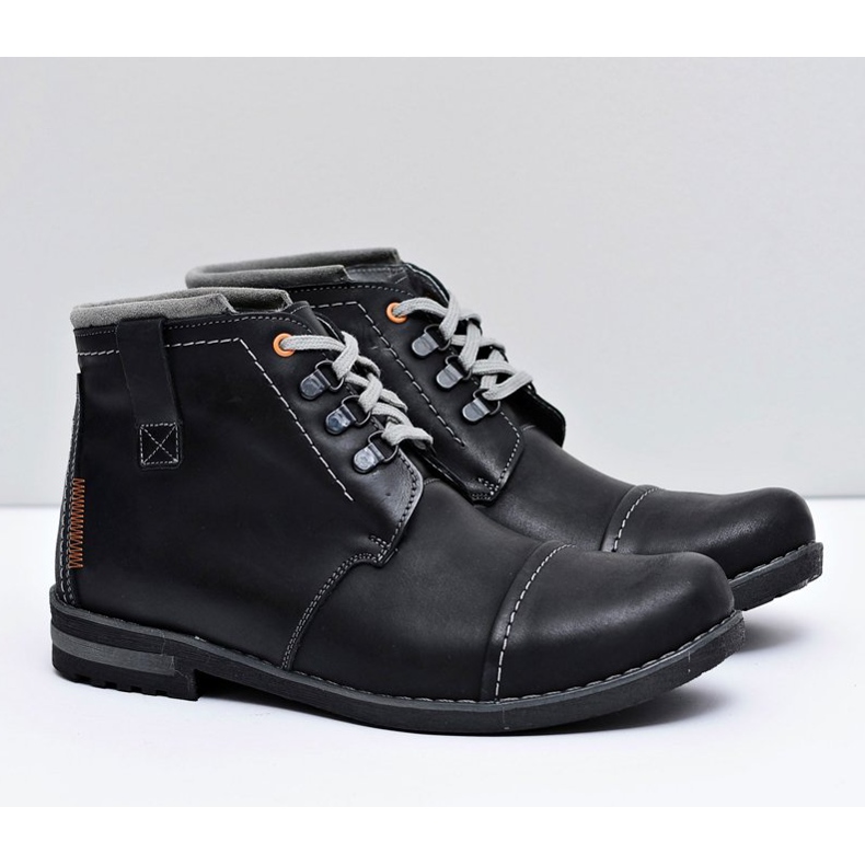Gino Tuzzi Trappers de cuero para hombre Black Genoto negro 1