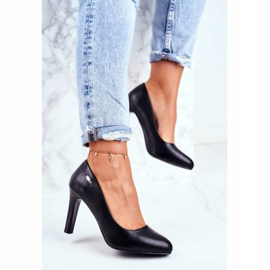 Zapatos de salón negros para mujer Sergio Leone mate en un poste de Campbell 3
