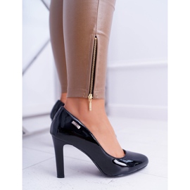 Zapatos de tacón negros Sergio Leone para mujer lacados en el poste Campbell 3