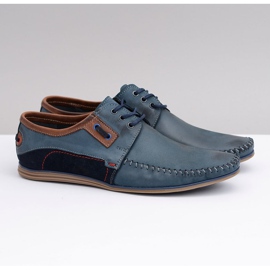 KOMODO Mocasines de hombre en piel polaca con cordones azul marino Teodoro 1 KOMODO Mocasines de hombre en piel polaca con cordones azul marino Teodoro 1