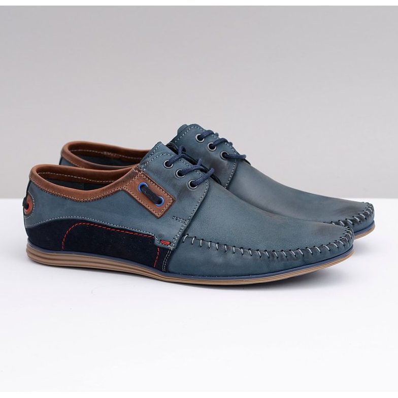 KOMODO Mocasines de hombre en piel polaca con cordones azul marino Teodoro 1 KOMODO Mocasines de hombre en piel polaca con cordones azul marino Teodoro 1