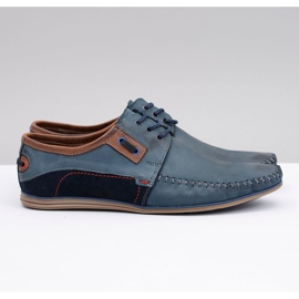 KOMODO Mocasines de hombre en piel polaca con cordones azul marino Teodoro 2 KOMODO Mocasines de hombre en piel polaca con cordones azul marino Teodoro 2