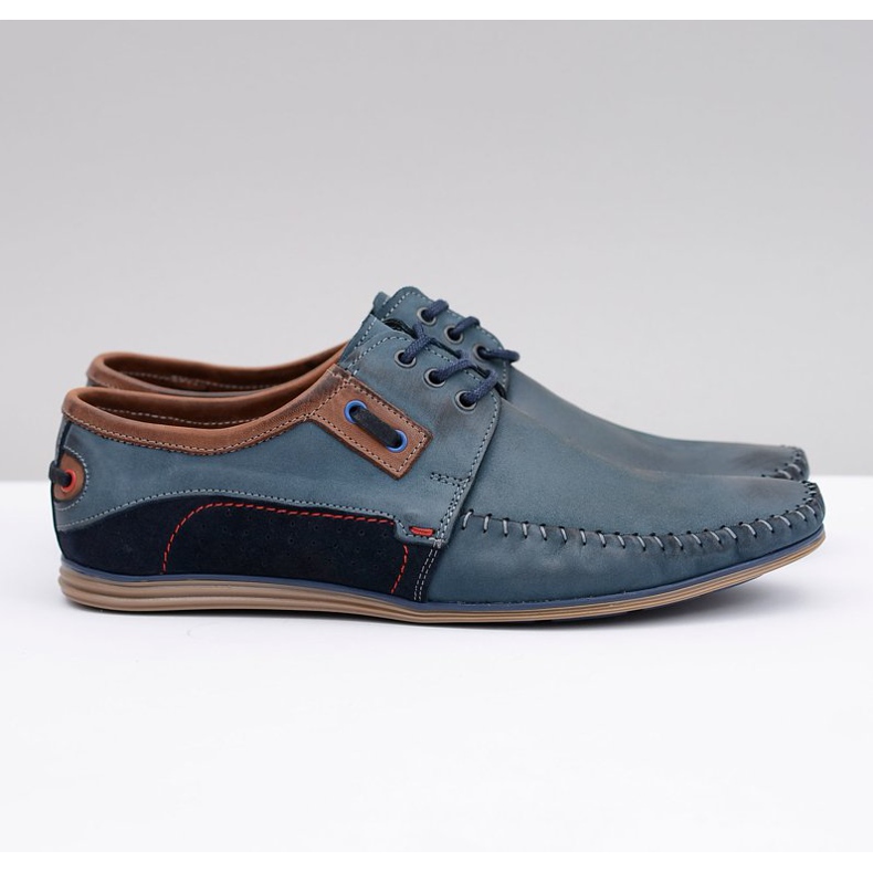 KOMODO Mocasines de hombre en piel polaca con cordones azul marino Teodoro 2 KOMODO Mocasines de hombre en piel polaca con cordones azul marino Teodoro 2