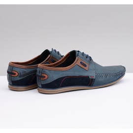 KOMODO Mocasines de hombre en piel polaca con cordones azul marino Teodoro 3