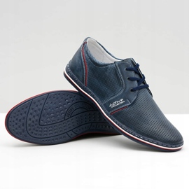 Joker Zapatos de cuero calados azul marino con cordones para hombre Markos 4