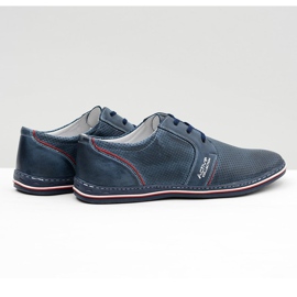 Joker Zapatos de cuero calados azul marino con cordones para hombre Markos 3