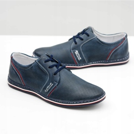 Joker Zapatos de cuero calados azul marino con cordones para hombre Markos 5