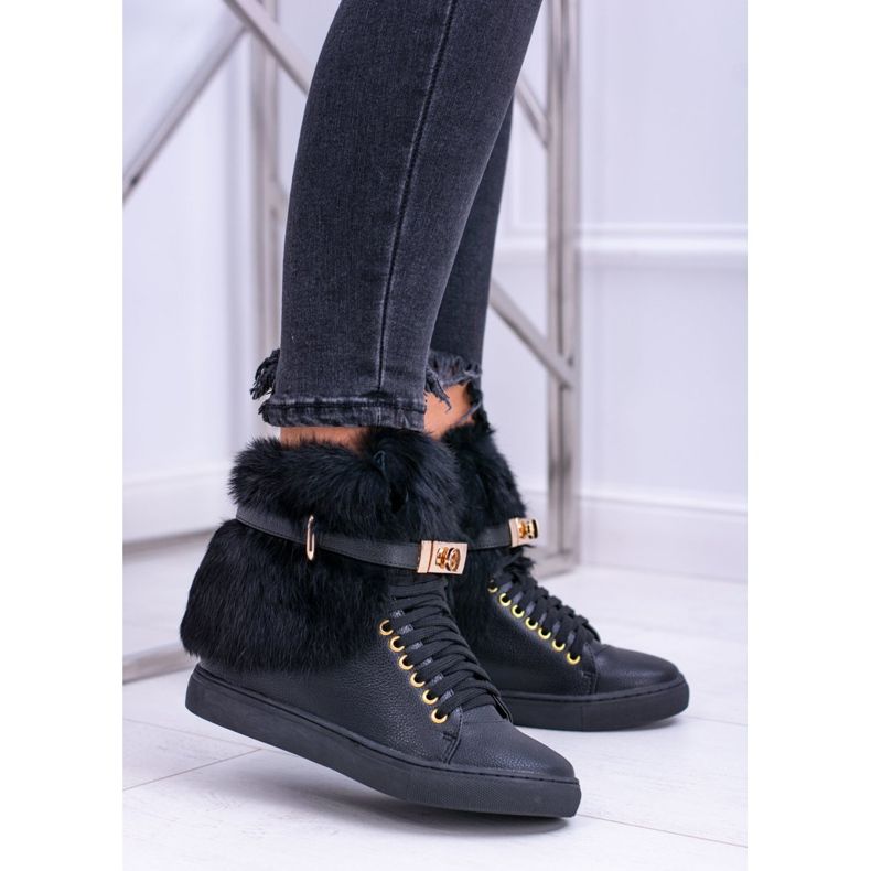 Botas negras Lu Boo con piel de gisele natural negro 2 Botas negras Lu Boo con piel de gisele natural negro 2