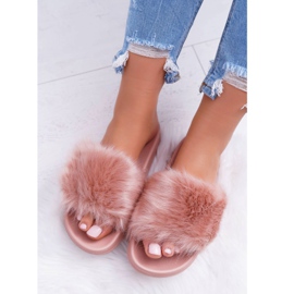 Pantuflas De Mujer Con Piel Piel Rosa Polvo rosado 1