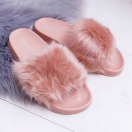 Pantuflas De Mujer Con Piel Piel Rosa Polvo rosado 6