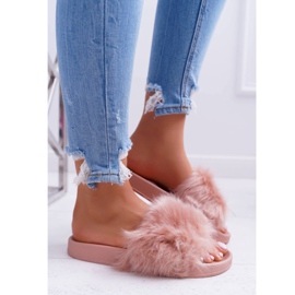 Pantuflas De Mujer Con Piel Piel Rosa Polvo rosado 4