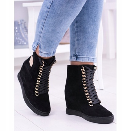 Zapatillas De Mujer Lu Boo Con Cadenas Ante Negro Monica 3