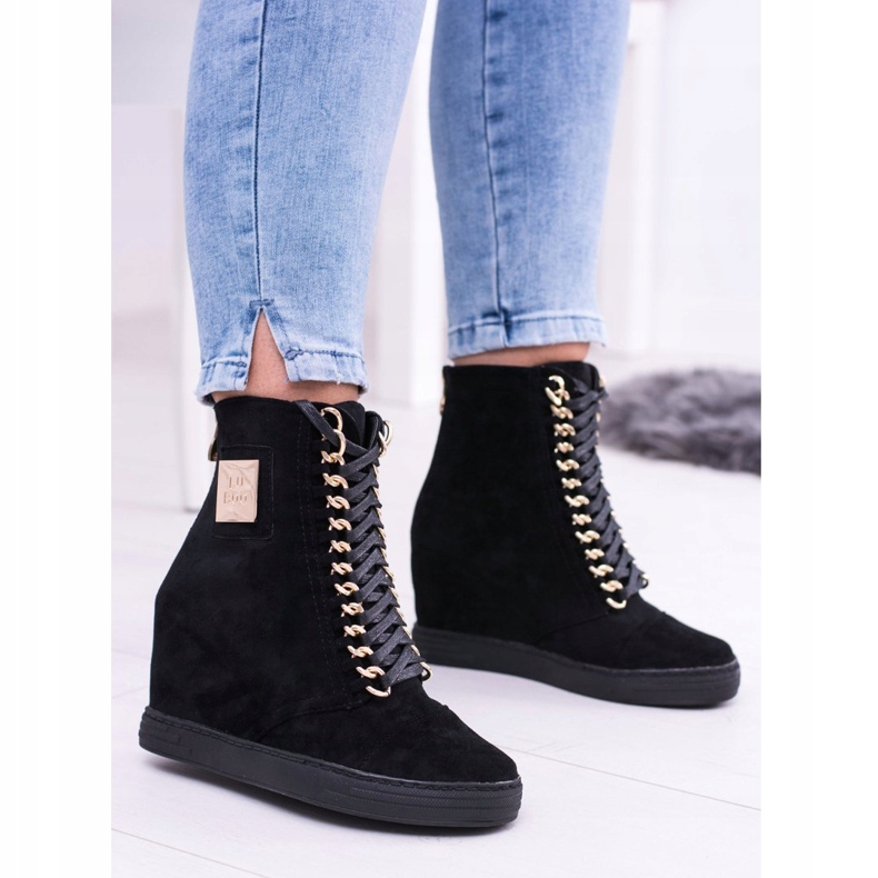 Zapatillas De Mujer Lu Boo Con Cadenas Ante Negro Monica 2