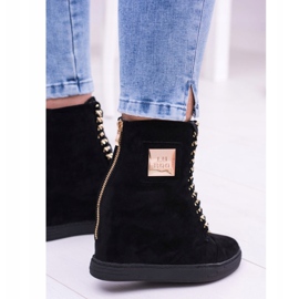 Zapatillas De Mujer Lu Boo Con Cadenas Ante Negro Monica 5