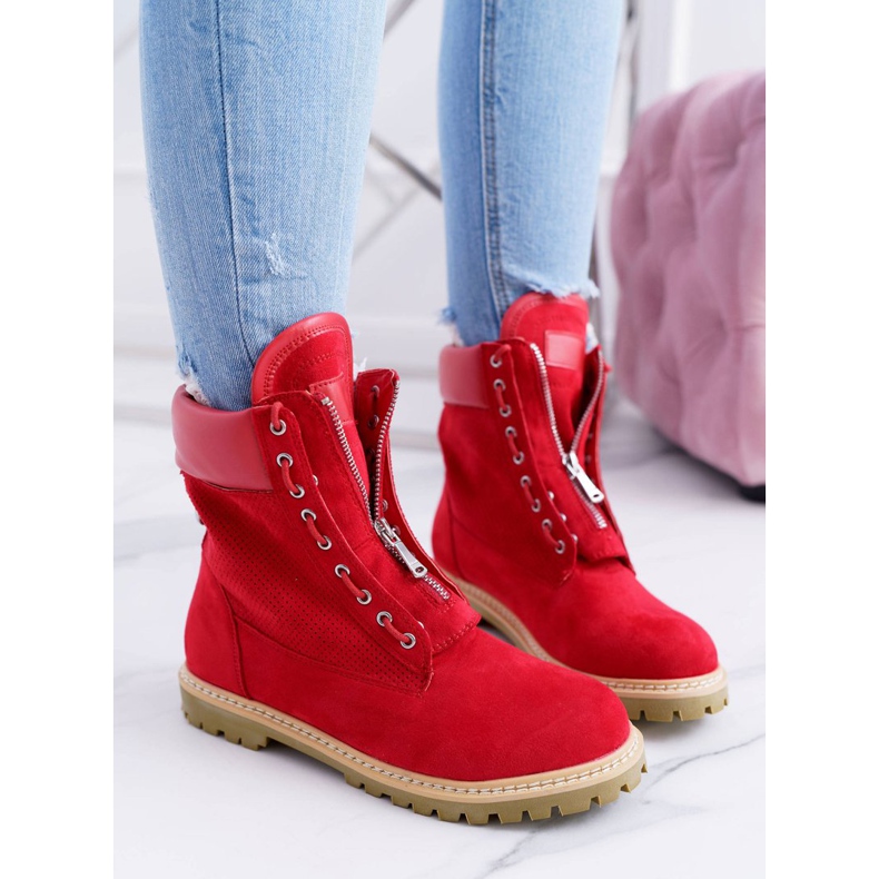 Lu Boo Red Suede Timberki Trappers Cremalleras Nancy para mujer rojo 1 Lu Boo Red Suede Timberki Trappers Cremalleras Nancy para mujer rojo 1