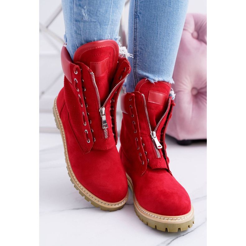 Lu Boo Red Suede Timberki Trappers Cremalleras Nancy para mujer rojo 2 Lu Boo Red Suede Timberki Trappers Cremalleras Nancy para mujer rojo 2