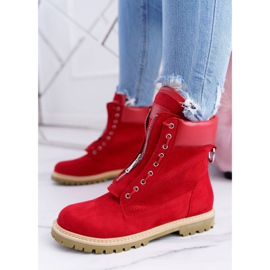 Lu Boo Red Suede Timberki Trappers Cremalleras Nancy para mujer rojo 4