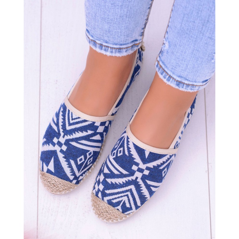 Lu Boo | Alpargatas Aztec Bimbi de lino azul para mujer 2