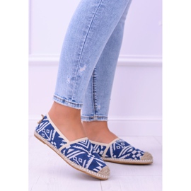 Lu Boo | Alpargatas Aztec Bimbi de lino azul para mujer 3