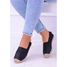 Alpargatas de mujer Lu Boo Black Glitter sin cordones Miravet negro 1