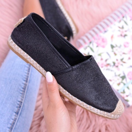 Alpargatas de mujer Lu Boo Black Glitter sin cordones Miravet negro 5