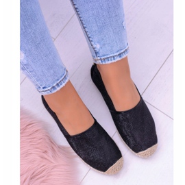 Alpargatas de mujer Lu Boo Black Glitter sin cordones Miravet negro 6