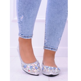 Bailarinas plateadas de Lu Boo incluso con piedras elásticas gris 4