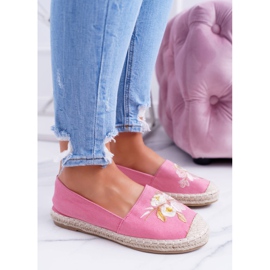 Alpargatas De Mujer De Tela Rosa Sin Cordones Flores Salvajes 1