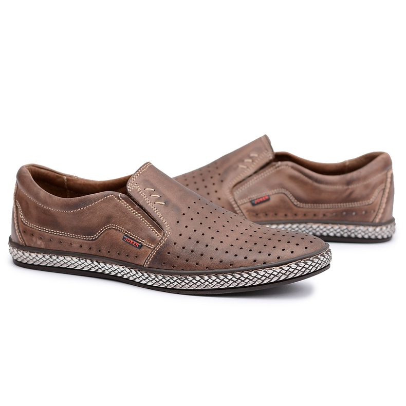 Joker Polaco Slip On Hombre Zapatos De Cuero Marrón Bruno 1