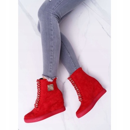 Zapatillas de Mujer Lu Boo con Cadenas Ante Rojo Monica 7