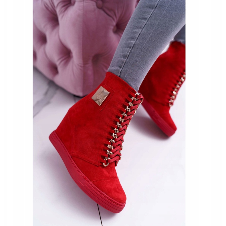 Zapatillas de Mujer Lu Boo con Cadenas Ante Rojo Monica 2