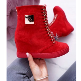 Zapatillas de Mujer Lu Boo con Cadenas Ante Rojo Monica 8