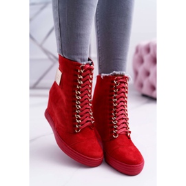 Zapatillas de Mujer Lu Boo con Cadenas Ante Rojo Monica 4