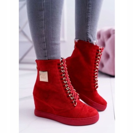 Zapatillas de Mujer Lu Boo con Cadenas Ante Rojo Monica 5