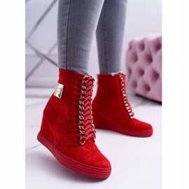 Zapatillas de Mujer Lu Boo con Cadenas Ante Rojo Monica 3