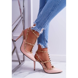 Tacones altos Vices para mujer, lacado en polvo con tachuelas Valenti Jets rosa 2