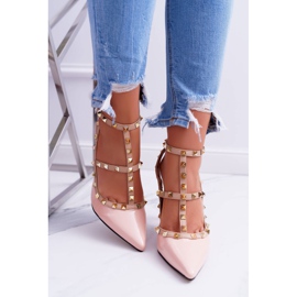 Tacones altos Vices para mujer, lacado en polvo con tachuelas Valenti Jets rosado 3